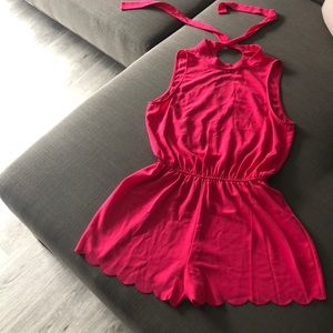 Pink Romper, Scalloped Shorts